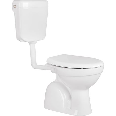 Belvit Dusch WC mit Bidet Funktion – Standtoilette aus Sanitärkeramik mit Taharet, Hygienedusche, senkrechtem Abgang, Spülkasten und Softclose WC-Deckel (1/5)