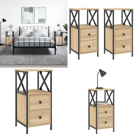 Nachttische 2 Stk. Sonoma-Eiche 34x35,5x70 cm Holzwerkstoff - Nachttische - Holznachtschränke - Kommode - Schlafzimmermöbel - Sonoma-Eiche - Home & Living (1/5)