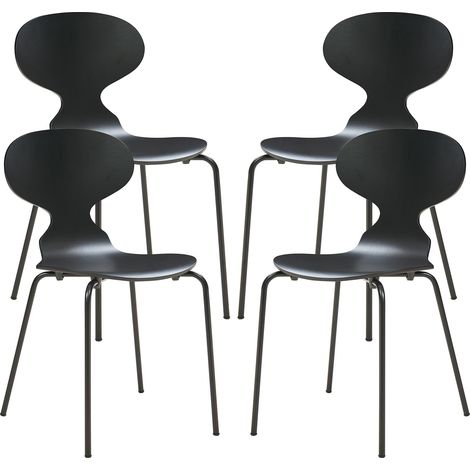 Set di 4 sedie da pranzo dal design moderno e robusto nere 030009837