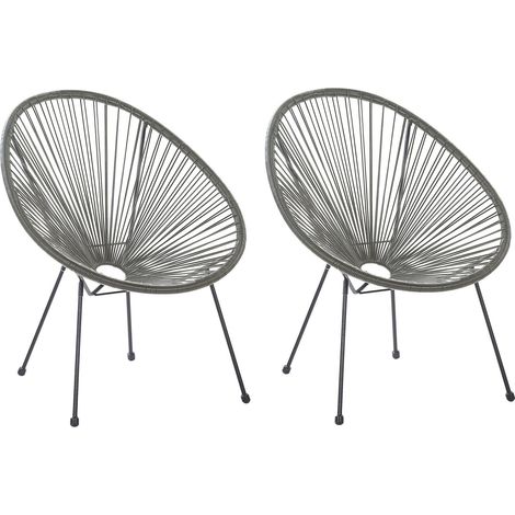 Set of 2 Garden Chairs ACAPULCO II PE Rattan Dark Grey (1/5)