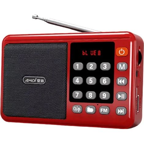(Rouge) Mini radio FM - Affichage LED - Enceinte Bluetooth sans fil - USB - Carte TF - Fonction enregistrement (1/5)