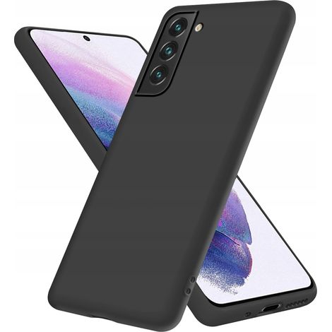 Étui pour SAMSUNG GALAXY S22, coque arrière en silicone noir mat + verre trempé (1/5)
