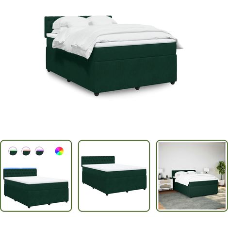 Matratze -  Boxspringbett mit Matratze Dunkelgrün 160x200 cm Samt (1/5)