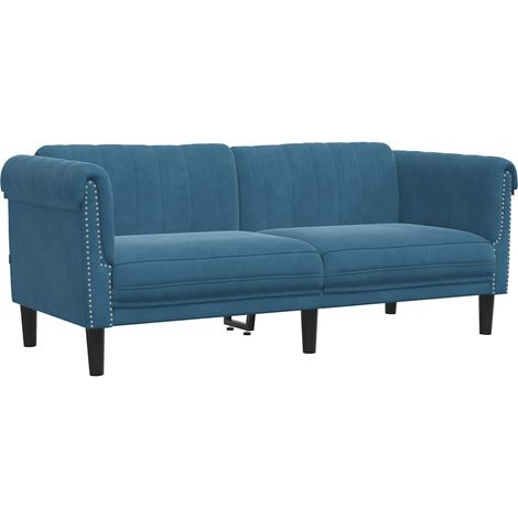 Canapé à 2 places，Sofa pour Salon，Banquette bleu velours CFW691416 (1/5)