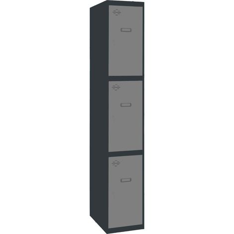 SimonRack Armadietto Spogliatoio Metallico 3 Ante, 1800x400x500 mm, Serratura con Chiave e Areatori, Antracite/Grigio - Simonlocker