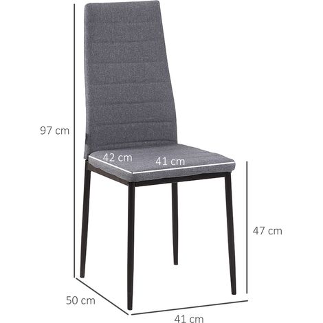 Ensemble de 4 chaises rembourrées pour salon ou salle à manger, chaises de cuisine modernes, en métal et tissu gris. (1/5)