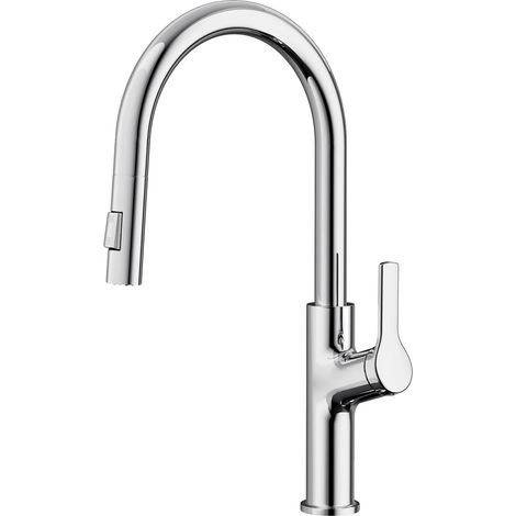 Grifo de cocina, giratorio 360°, cabezal rociador extraíble, cromado, G3/8 (1/5)
