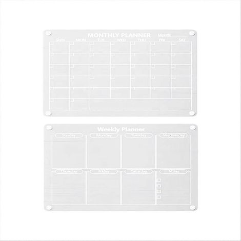 Calendrier magnétique en acrylique pour réfrigérateur, tableau blanc effaçable à sec mensuel, marqueurs et porte-stylo magnétique, verre organique (1/5)
