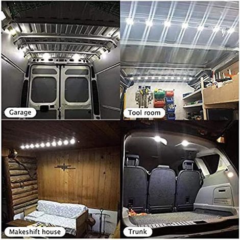 60 LED 12V Illuminazione interna per auto Lampada a soffitto a LED per furgoni, camion, camper, barche, roulotte, rimorchi, furgoni, bianco (1/4)