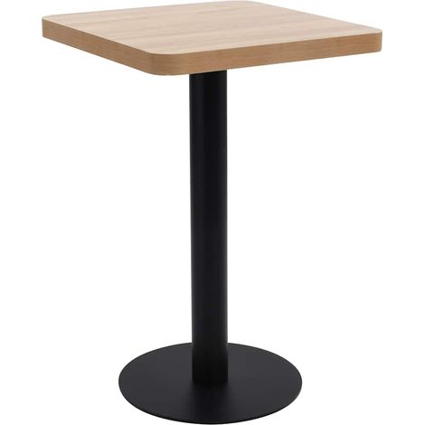 Table bistrot 2 personnes en MDF et acier marron clair et noir 50 x 50 x 75 cm - PANGIVO (1/5)