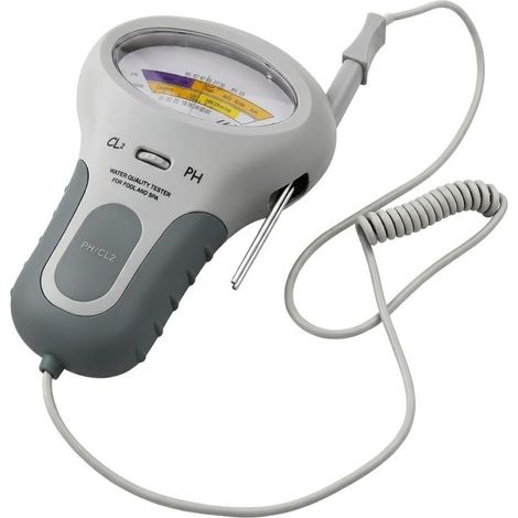 Testeur de qualité de l'eau de piscine portable CL2 et pH-mètre pour piscines et spas, analyseur d'eau rapide et précis, appareil de test de piscine en plastique compact, écran gris facile à (1/5)
