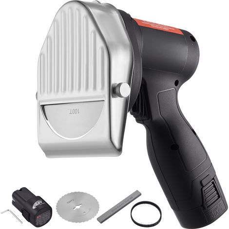 VEVOR Cortafiambres Electrico sin Cable 80 W, Cortafiambres Comercial de Acero Inoxidable Shawarma Döner Kebab, con Batería 2 Cuchillas D100 mm, Grosor Ajustable 0-8 mm, para Restaurante, Snack-bar