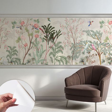 Papier peint autocollant adhésif avec imprimé motifs uniques apparence moderne Oasis tropicale 250x104 cm (1/5)