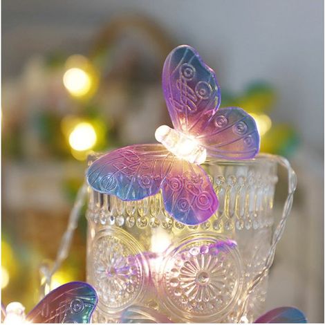 Guirlande lumineuse féérique papillons LED violette pour décoration de Noël (1/5)