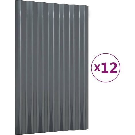 Panneaux de toit 12 pcs Acier galvanisé Anthracite 60x36 cm