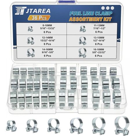 Mini Collier de Serrage pour Tuyau Assortiment Set Réglables Collier Durite Essence Colliers de Serrages Metallique pour Conduite de Carburant Tuyau D'échappement (1/5)