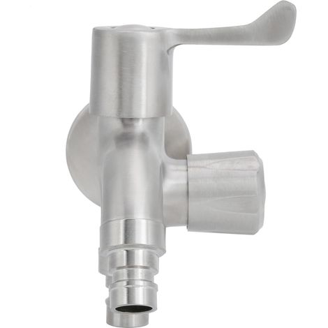 Robinet Double Sortie Acier Inoxydable G1/2 Mâle pour Jardin et Lave-linge
