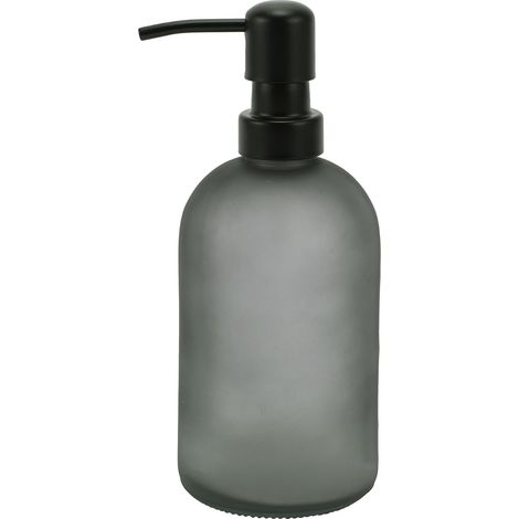 Distributeur de savon cylindrique minimaliste, adapté aux salles de bains et aux hôtels, 400 ml, gris foncé-noir, lot de 1. (1/5)
