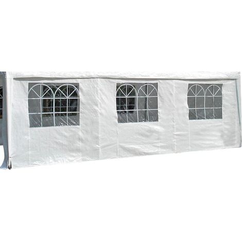 Seitenplane für Partyzelt, Länge 6 Meter, PE weiß mit Fenstern (1/3)