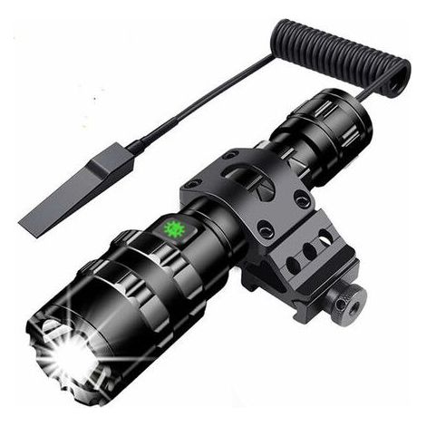 Lampe Torche Tactique 3000 Lumens Super Brillant L2 Lampe de Poche LED USB Rechargeable 5 Modes d'éclairage Montage sur Rail Picatinny et Interrupteur Pression pour la pêche en plein air [Classe énerg (1/5)
