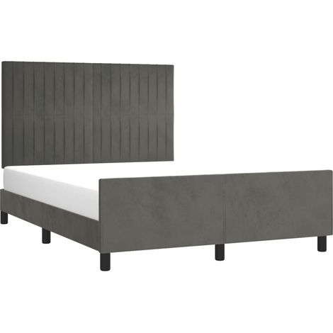 vidaXL Cadre de lit sans matelas gris foncé 140x190 cm velours (1/5)