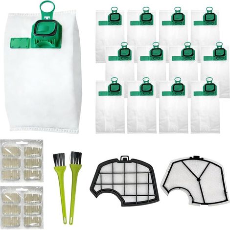 13 Staubsaugerbeutel, kompatibel mit Vorwerk Kobold VK140, VK150, FP140 und FP150, inklusive 2 Motorfiltern und 2 Bürsten, 5-lagig, Premium-Qualität, Mikrofaser-Ersatzset (1/5)
