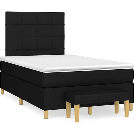 Cama box spring con colchón tela negro 120x190 cm (1/5)
