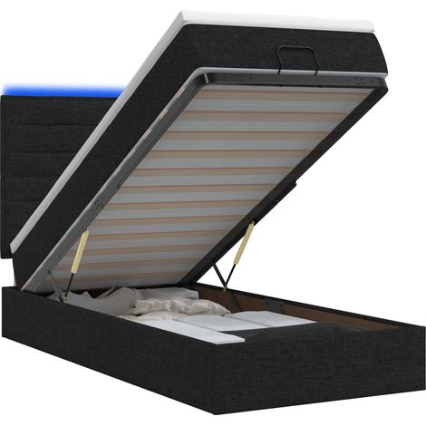 Maison Exclusive - Letto Ottomano con Materasso e LED Nero 90 x 190 cm Tessuto (1/5)