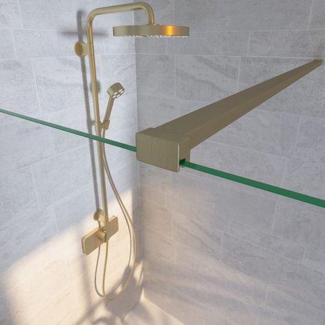 Kit Accessoires Or Mat pour paroi de douche Baléares - H.198 cm - Fabrication Française AURYS NORMANDIE (1/3)