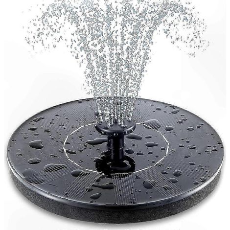 Pompe à fontaine solaire avec 6 buses au choix pour les jeux d'eau de jardin et les abreuvoirs à oiseaux.