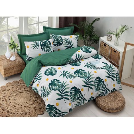 Funda nórdica, funda nórdica, ropa de cama Set Verde Blanco Amarillo