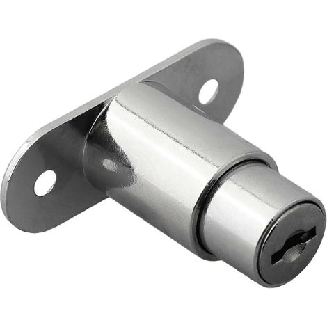 Serrure à cylindre pour porte coulissante (lot de 2) - verrou à poussoir pour tiroir - avec jeu de clés pour classeurs, etc. (1/5)