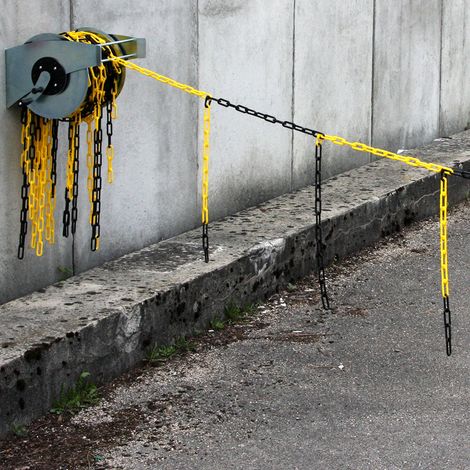 Dérouleur de chaîne 10m x Ø 8mm avec morceaux de chaîne Jaune/Noir - 1360969