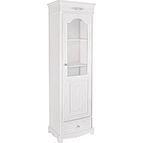 Vetrina "Blanc" in MDF con finitura Bianca opaca, maniglie in poliresina -114 cm