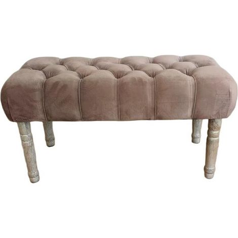 80cm Footstool - Fabric - L80 X W40 X H45 cm - Cream