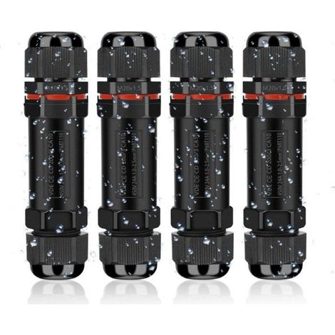 Raccord Électrique Étanche - IP68 - Pour Câble 4 à 12 mm - Boîte de Dérivation Extérieure 3 Fils - 4 Pièces (1/4)