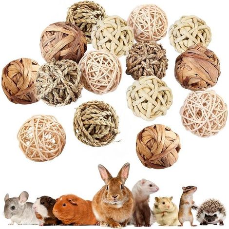 Kauspielzeug für Kleintiere, Kaugrasbälle, Kauspielzeug, Kaubälle, Kauspielzeug für Kaninchen, Spielbälle für Kaninchen, Hamster, Chinchillas, Schweine und Rennmäuse (1/5)