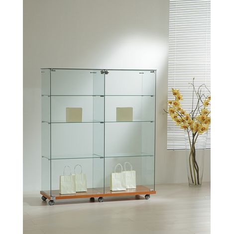 Vetrina Top Cristallo 117x40xh140 cm Cristalli Temperati Made in Italy Colore Ciliegio (1/4)