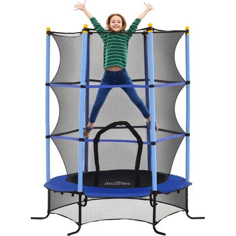 Saut Amusant Trampoline pour Enfant 3-10 Ans Ø 1,6x1,9 m avec Filet sans Ressorts Intérieur et Extérieur (1/5)