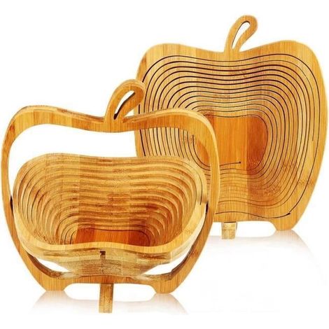 Corbeille à Fruits en Forme de Pomme - Nouveauté en Bambou - Design Original en Spirales (1/4)