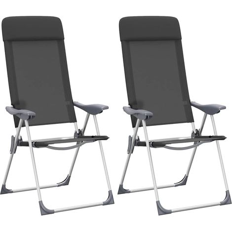 Chaise pliable,Fauteuil de Relaxation pliante de camping 2 pcs Noir Aluminium BGT59950 (1/5)