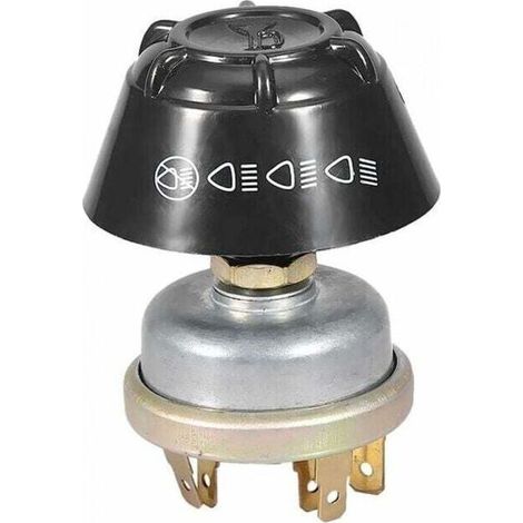 Commutateur lumineux et klaxon 12 V étanche en métal pour tracteur – finition argent et noir, compatible Massey Ferguson (1/5)