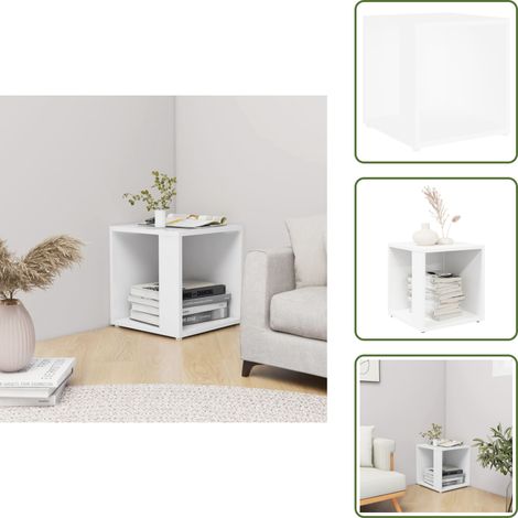 Table d'appoint Blanc 33x33x34,5 cm Aggloméré - Table D'appoint - Table Basse - Meuble D'angle - Rangement Petit Espace - Design Rustique (1/5)