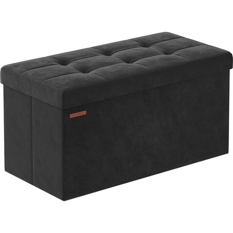 Banco de almacenaje 38x76x38 cm Puf de terciopelo con tapa con 2 compartimentos divisorios extraíbles capacidad de carga 300 kg para pasillo salón dormitorio 120004165 (1/3)