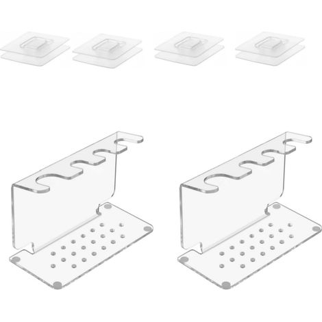 Lot de 2 supports de rasoir en acrylique avec patins antidérapants pour salle de bain contemporain pour le toilettage et outils de toilettage Support à couverts en acrylique transparent (1/5)
