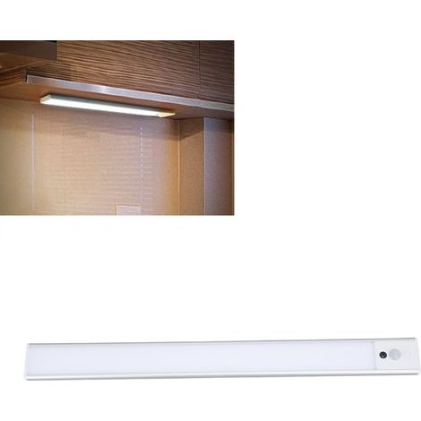 Bande lumineuse LED pour meubles, rechargeable, avec détection intelligente de présence humaine, barre lumineuse pour cuisine, armoire ou cave à vin, bande lumineuse magnétique sans fil unique, argent (1/5)