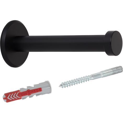 SOTECH Garderobenhaken TALEA (Ø 10 / 15 mm) Edelstahl massiv inkl. Befestigungsmaterial, schwarz eloxiert (Länge 70 mm, Gesamtlänge 73 mm), 1 x Wandhaken