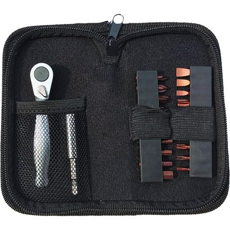 Kit de tournevis à cliquet 22 en 1 - Petite clé à cliquet de 6,35 mm - 72 dents - Avec rangement organisé des embouts et étui à fermeture éclair - Petite poignée à cliquet antidérapante (1/5)