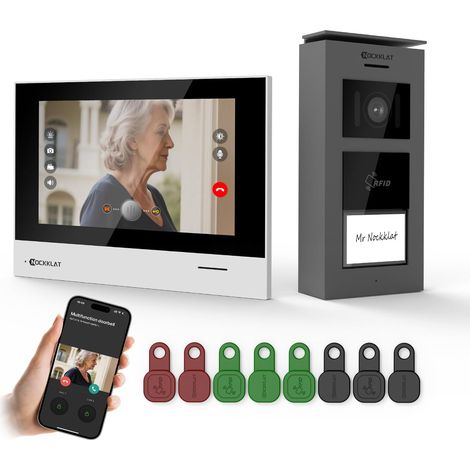 Visiophone Vidéo Wi-FI 2 Fils, Écran Tactile 7 Pouces 1080P HD, IP65 étanche. Déverrouillage App (1/5)