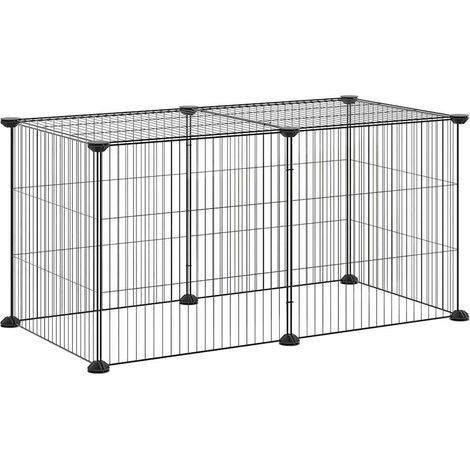 Maison Exclusive - Jaula para mascotas de 8 paneles acero negro 3
